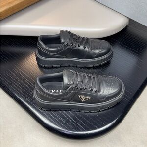 Prada Dark Gray Leather Sneakers